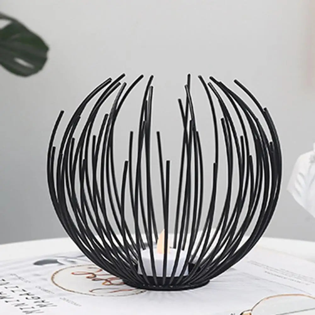 Candlestick Geometric Shape Hollow Design Wrought Iron Decorative Candle Holder for Wedding