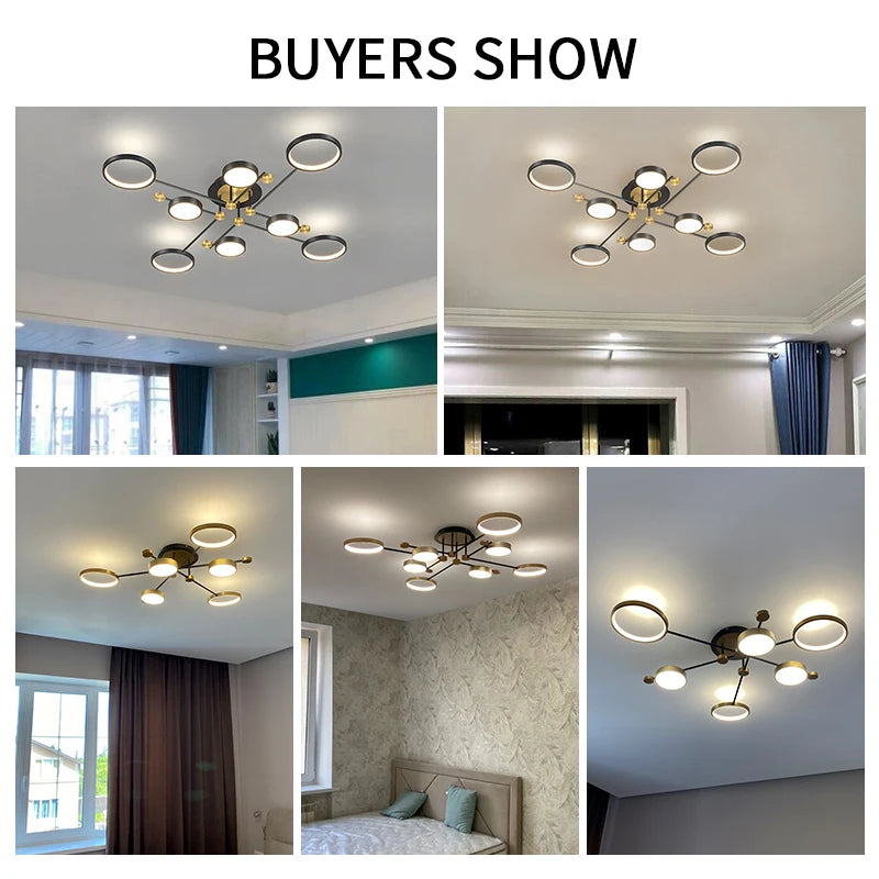 Modern LED Chandelier Lighting For Living Room Bedroom New Lamp Gold Frame Aluminum Dropshipping Indoor Fixture Light Lustres