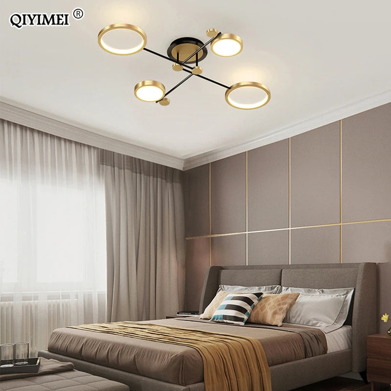 Modern LED Chandelier Lighting For Living Room Bedroom New Lamp Gold Frame Aluminum Dropshipping Indoor Fixture Light Lustres