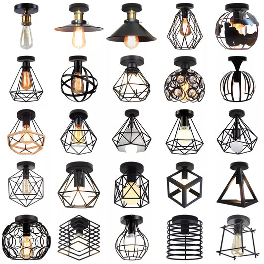 Modern Led Ceiling Lights Vintage industrial Ceiling lamp Shade Retro Loft Plafonniers for Living Room Kitchen Cage Home Decor