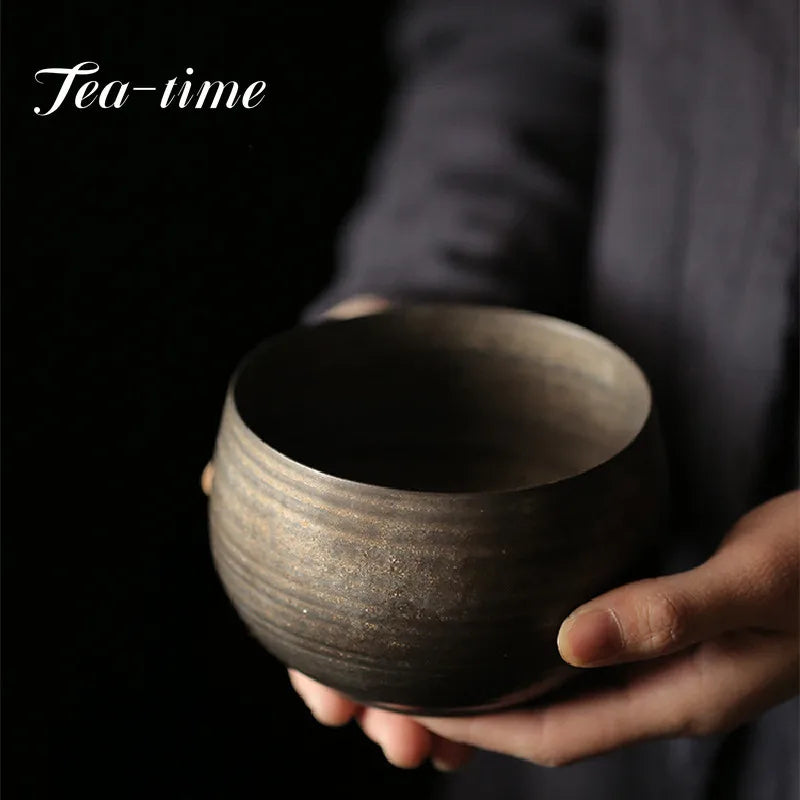 Handmade Thin Tire Tea Washing Basin Japanese-style Iron Glaze Tea Cup Wash Container Zen Tea Residue Barrel Matcha Tea Ceremony
