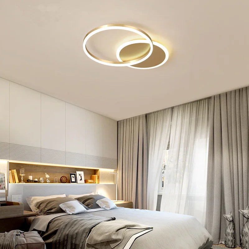Modern 5 Ring Led Ceiling Chandelier Black Gold White for Living Room Bedroom Furniture Home Design Lighting Lusters Luminaires