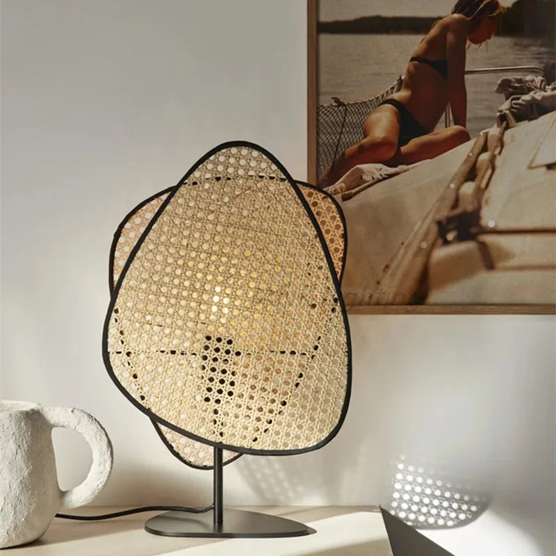 Leaf Grid Rattan Floor Lamp