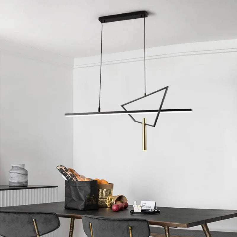 Line Combination Nordic Style Minimalism Pendant Light Dimmable LED Black Hanging Lamp Dining Table Home Decor Appliance