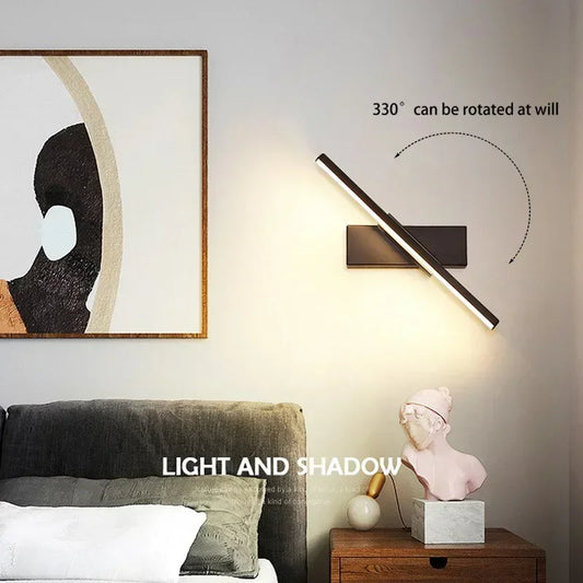 Modern LED Wall Light Hardwares Rotatable Bathroom Mirror Lamp for Bedroom Living Room Indoor Line Wall Sconces Lighting Fixture