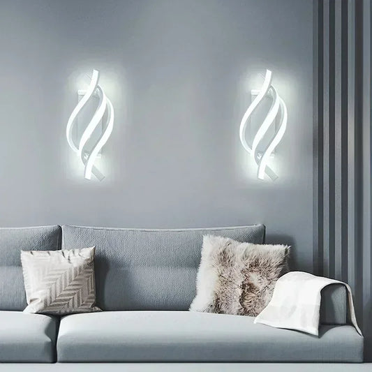 Modern LED Wall Light Curved Design Spiral Wall Lamp for Living Room Bedroom Bedside Aisle Home Decor Indoor Sconce Lighting