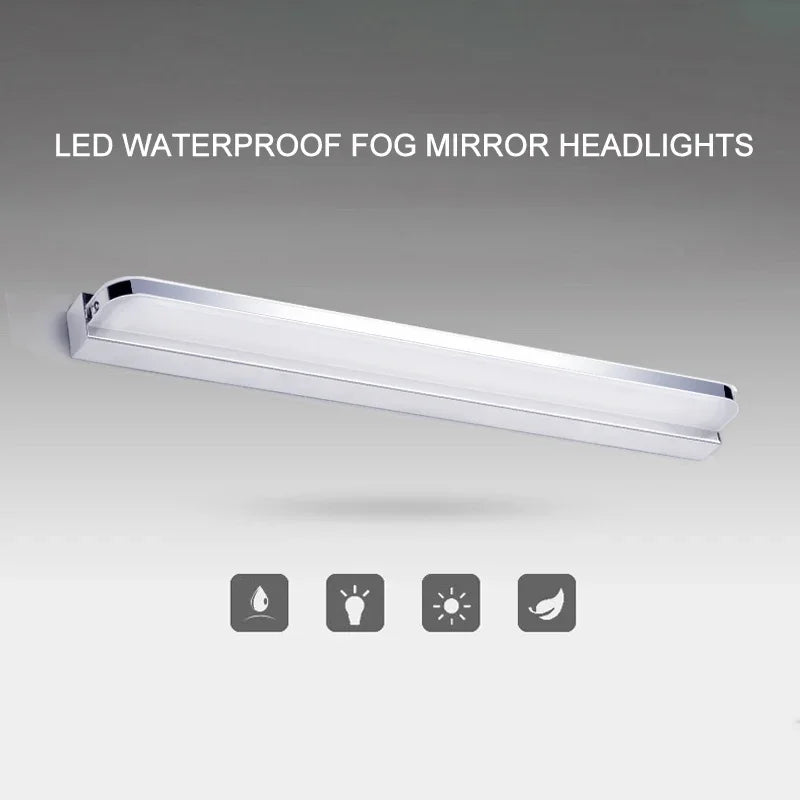 9W/12W 220V Modern Bathroom Light Stainless Steel LED Mirror Light Makeup Wall Lamp Vanity Lighting Fixtures Mirror Lamp