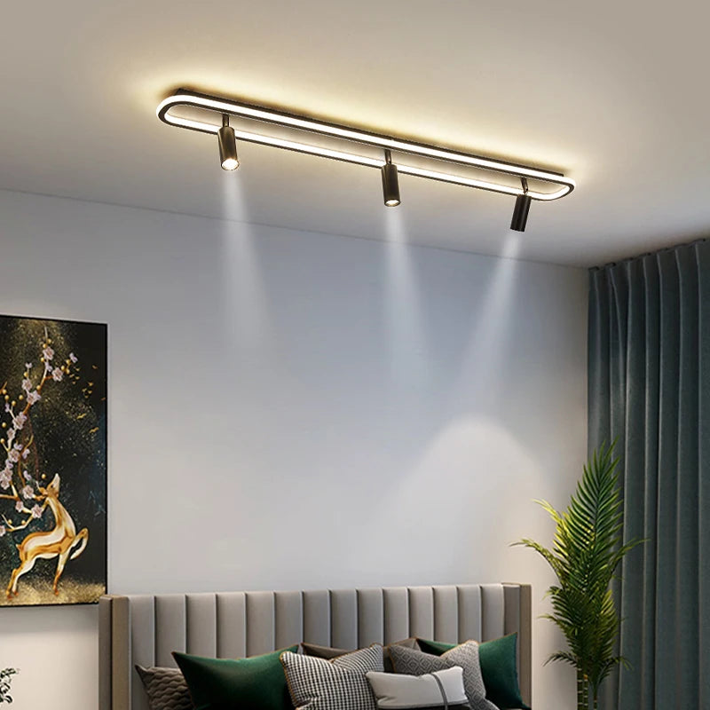 Dimming Long New Modern LED Chandelier Lights Living Dining Room Bedroom Flats Corridor Aisle Spotlight Indoor Lighting Lamps