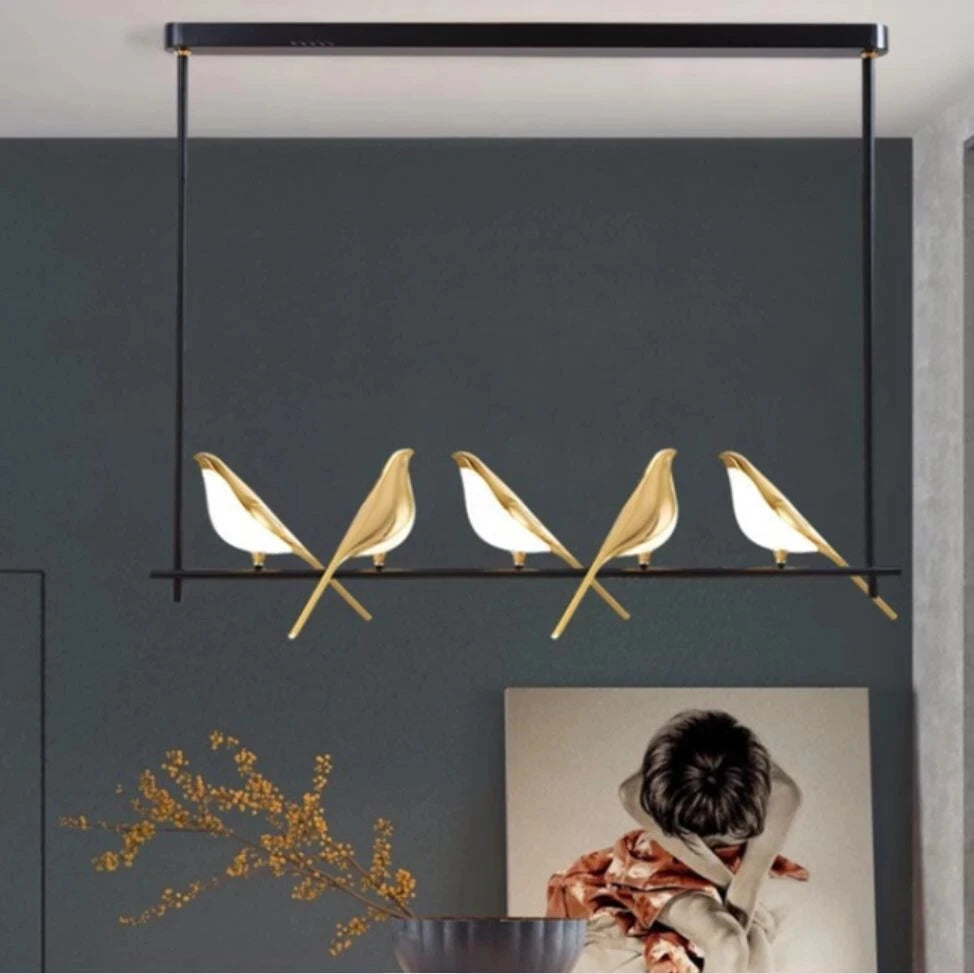 New Gold Magpie Bird Ceiling Chandelier