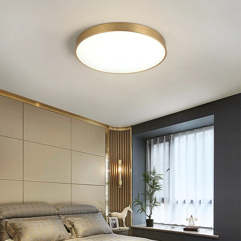 Modern LED Ceiling Light Lamp Simple Golden Round For Bedroom Corridor Garage Cloakroom Aisle Balcony Study Lighting Fixtures