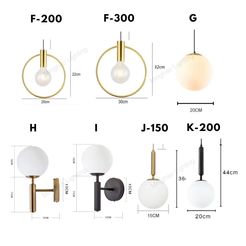 Modern LED Round Glass Ball Pendant Lights Iron E14 Pendant Lamps Hanging Light Fixture for Living Bedroom Dining Room