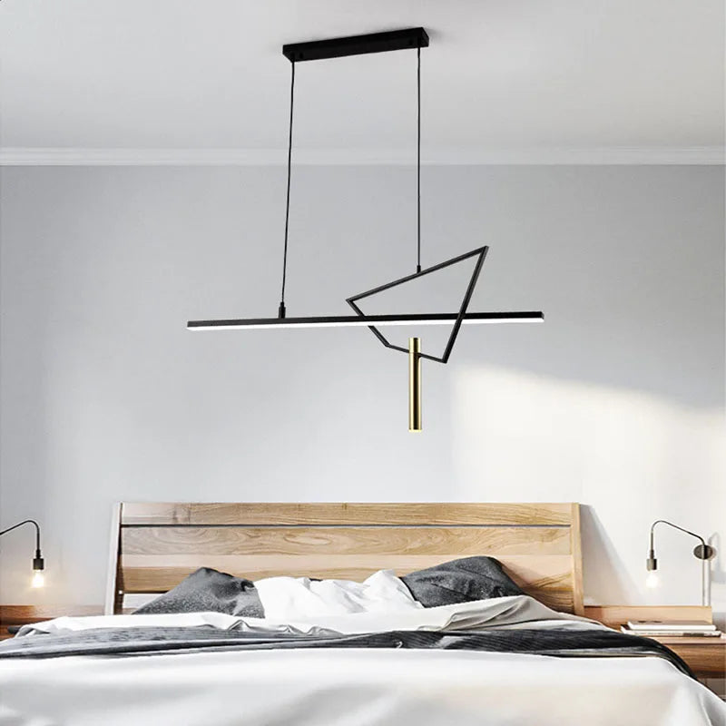 Line Combination Nordic Style Minimalism Pendant Light Dimmable LED Black Hanging Lamp Dining Table Home Decor Appliance