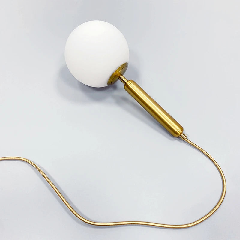 Modern LED Glass Pendant Light Brass Black Milk Ball Chandeliers Lighting For Bedroom Dining Stairs Ceiling Hanging Lamp Lustres
