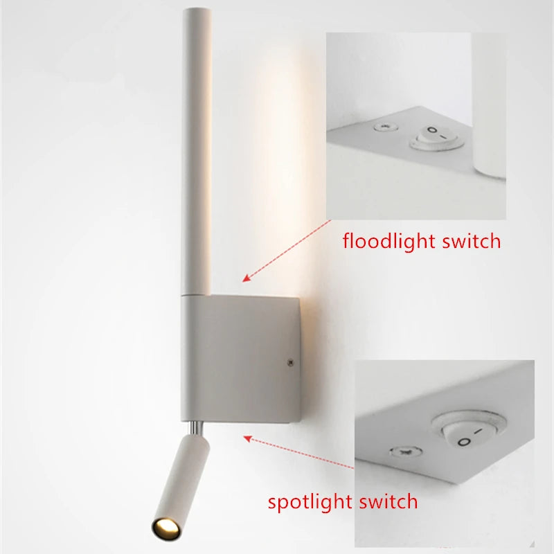 Bedside wall lamp 330 degree rotation adjustable wall lamp reading light with switch minimalist Nordic hotel room master bedroom