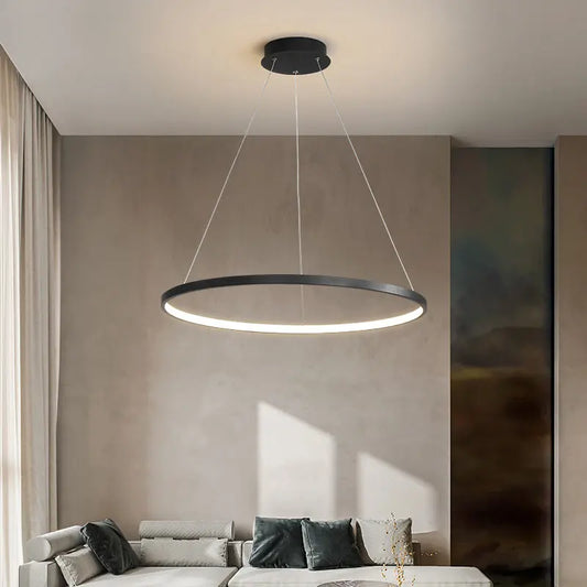 Modern Round Ring Led Pendant Light for Dining Living Room Center Table Kitchen Bedroom Minimalist Decor Hanging Lamp Fixture