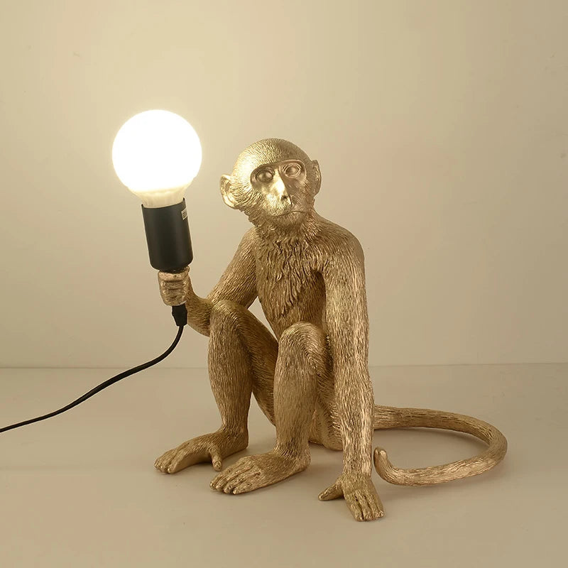Modern LED Art Monkey Pendant Light Resin Simian Pendant Lamp for Living Parlor Study Room Corridor Lights Home Interior Decor