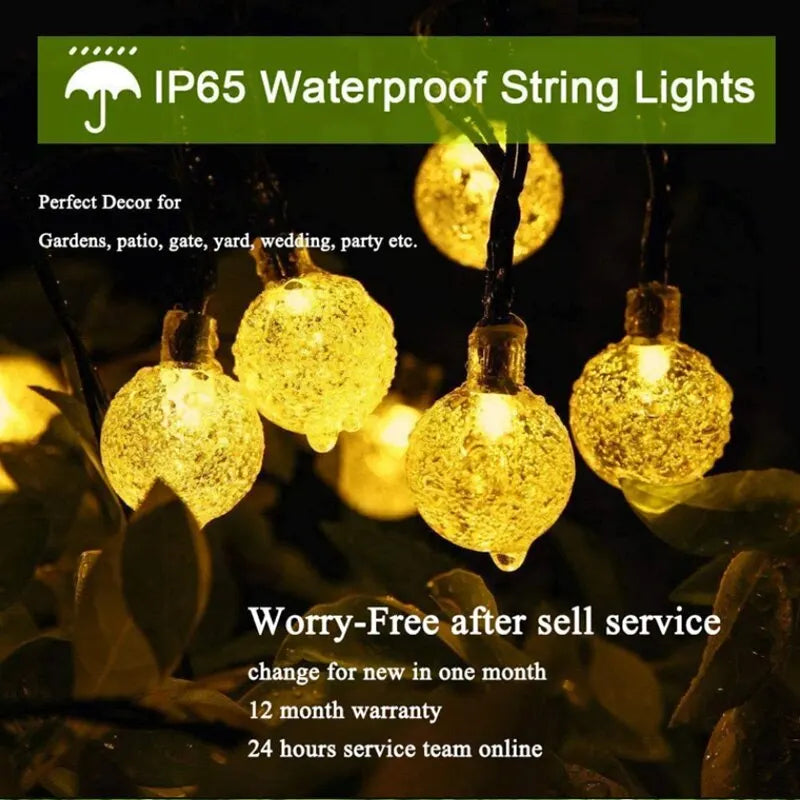 LED String Light Solar Fairy Lights 5m 20LED Warm Light Waterproof Outdoor Garden Wedding Decoration Christmas Lamp